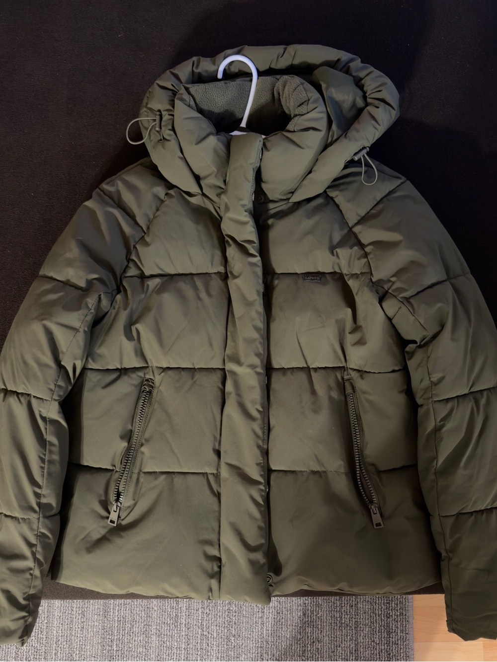 Levi's Olive Green Quilted Hooded Puffer Jacket - Women